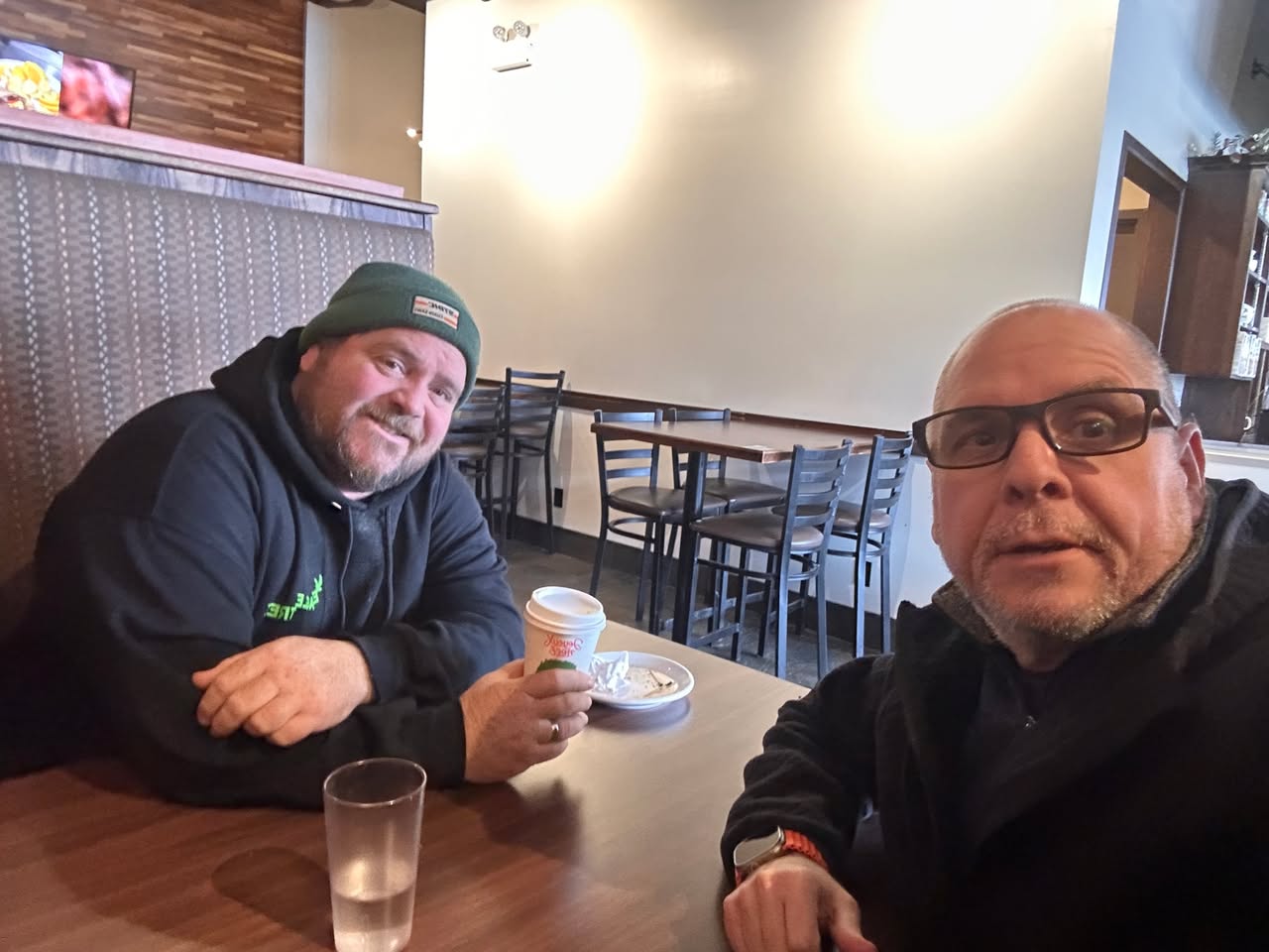 Paul Meyers and Brian Barnes at a BNI 1-2-1 meeting in North Bay